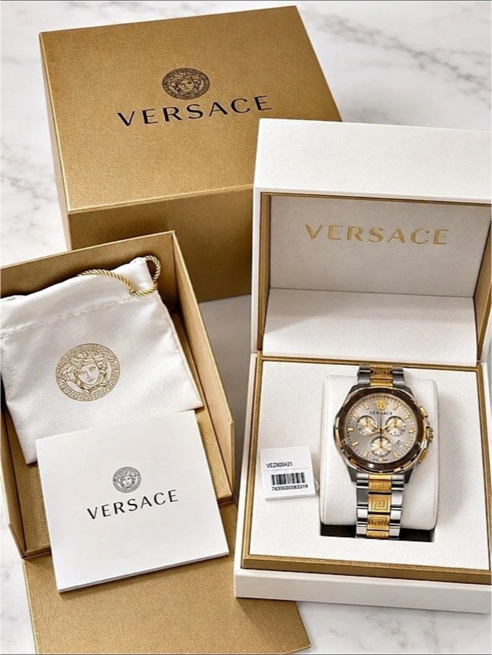 Versace Geo Chrono Two-Tone Bracelet Watch 43mm